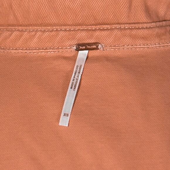 Free People Women's Jean Jacket Orange Button Pockets Collared Denim Cropped XS - Picture 3 of 10